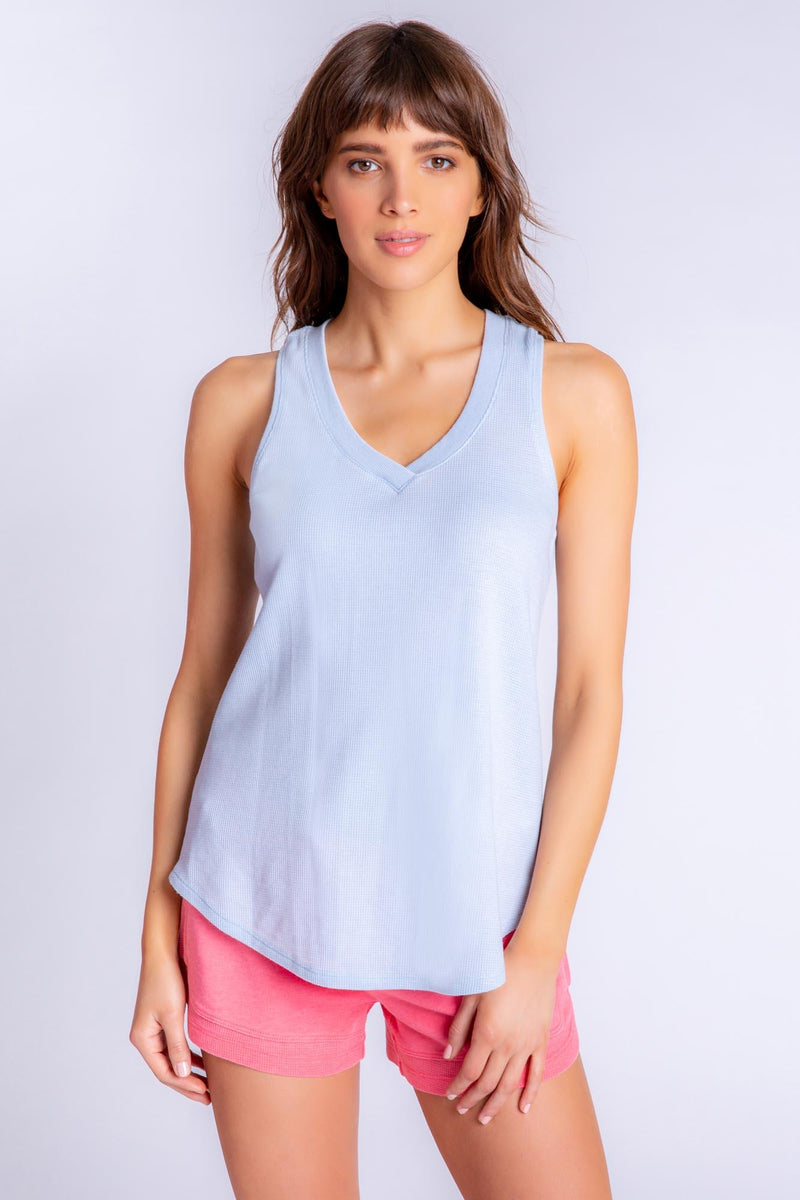 PJ Salvage V-neck Tank Top, Sky Blue (RYELTK)