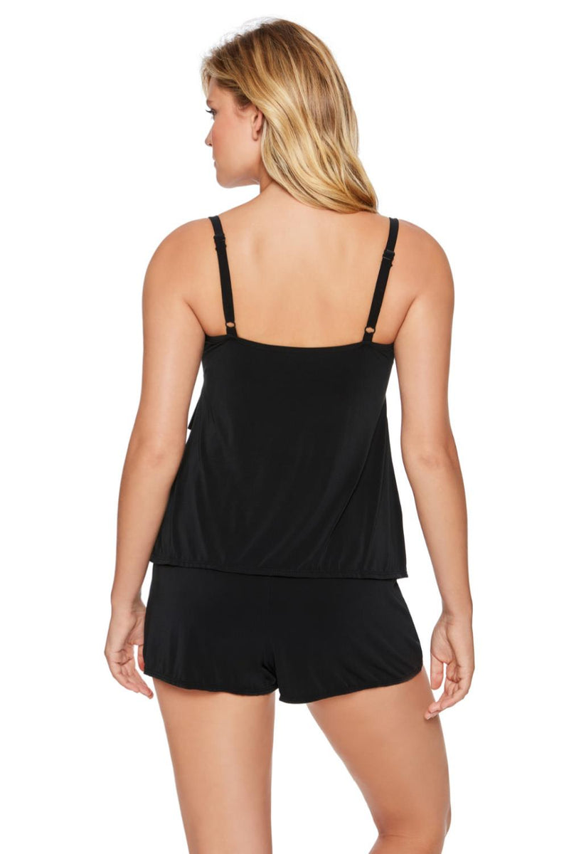Longitude Little Black Dress Ruffle Faux Shortini L203836