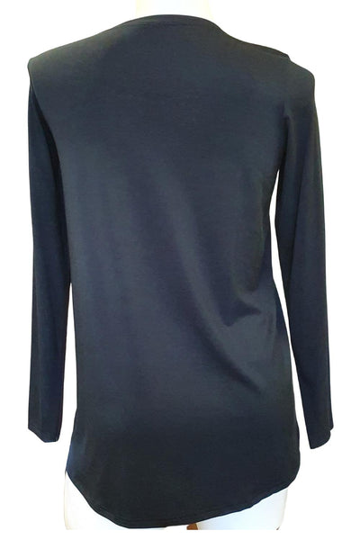 Arianne Marie Solid Round Neck Top, Black (7453)