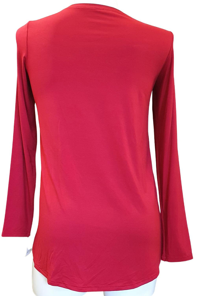 Arianne Marie Solid Round Neck Top, Persian Red (7453)