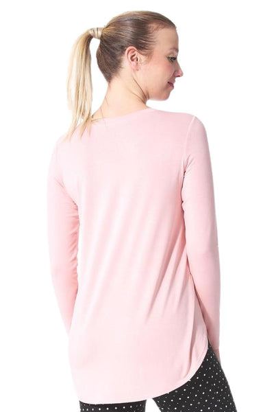 Marie Solid Round Neck Top  7453 Rose
