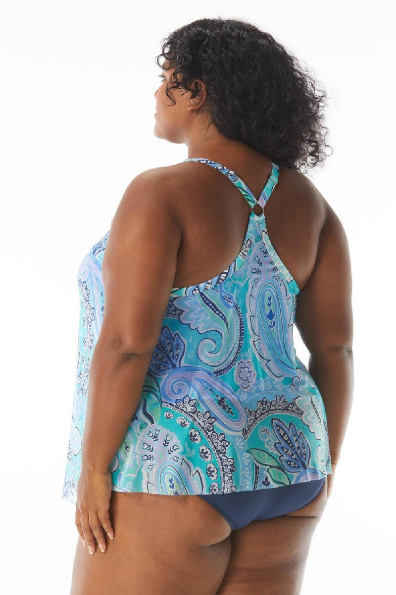 Beach House Kerry Mesh Layer UW Plus Tankini, Paradise Peri (HW59355)