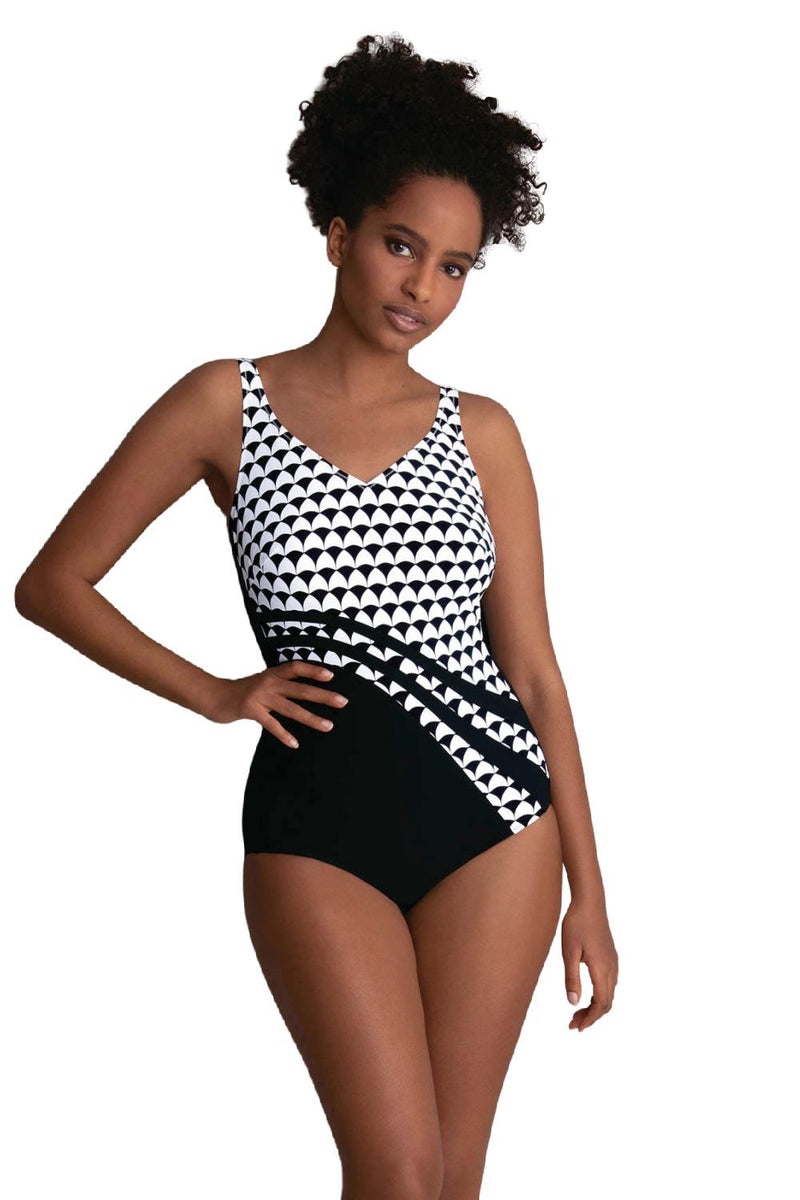 Anita DIRBAN Mastectomy Swimsuit, Black-White (M26312)