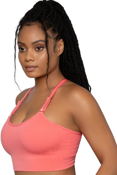 Curvy Couture Smooth Seamless Comfort Wireless Longline Bra, Coral (1332)