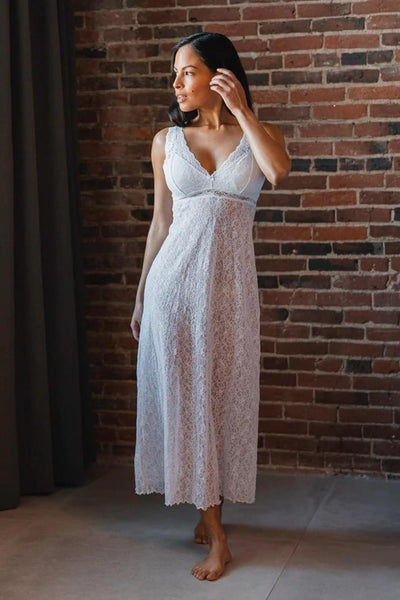 Arianne Natasha Maxi Chemise, White (8640)