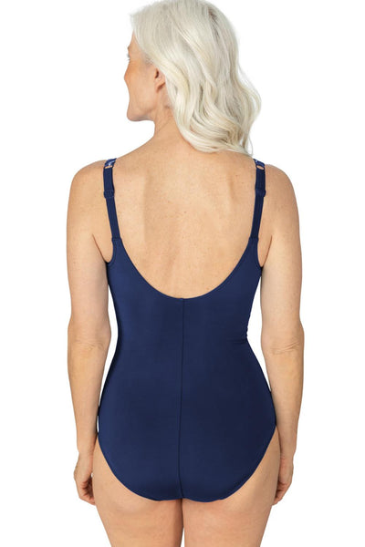 Amoena Timeless Chic Sarong Swimsuit, Navy/White (71537)