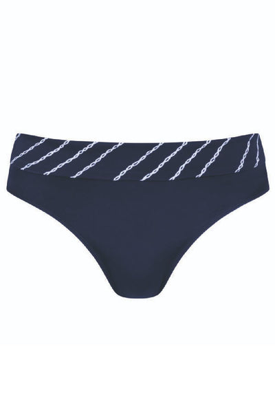 Amoena Timeless Chic High Waist Swim Brief, Navy/White (71540)