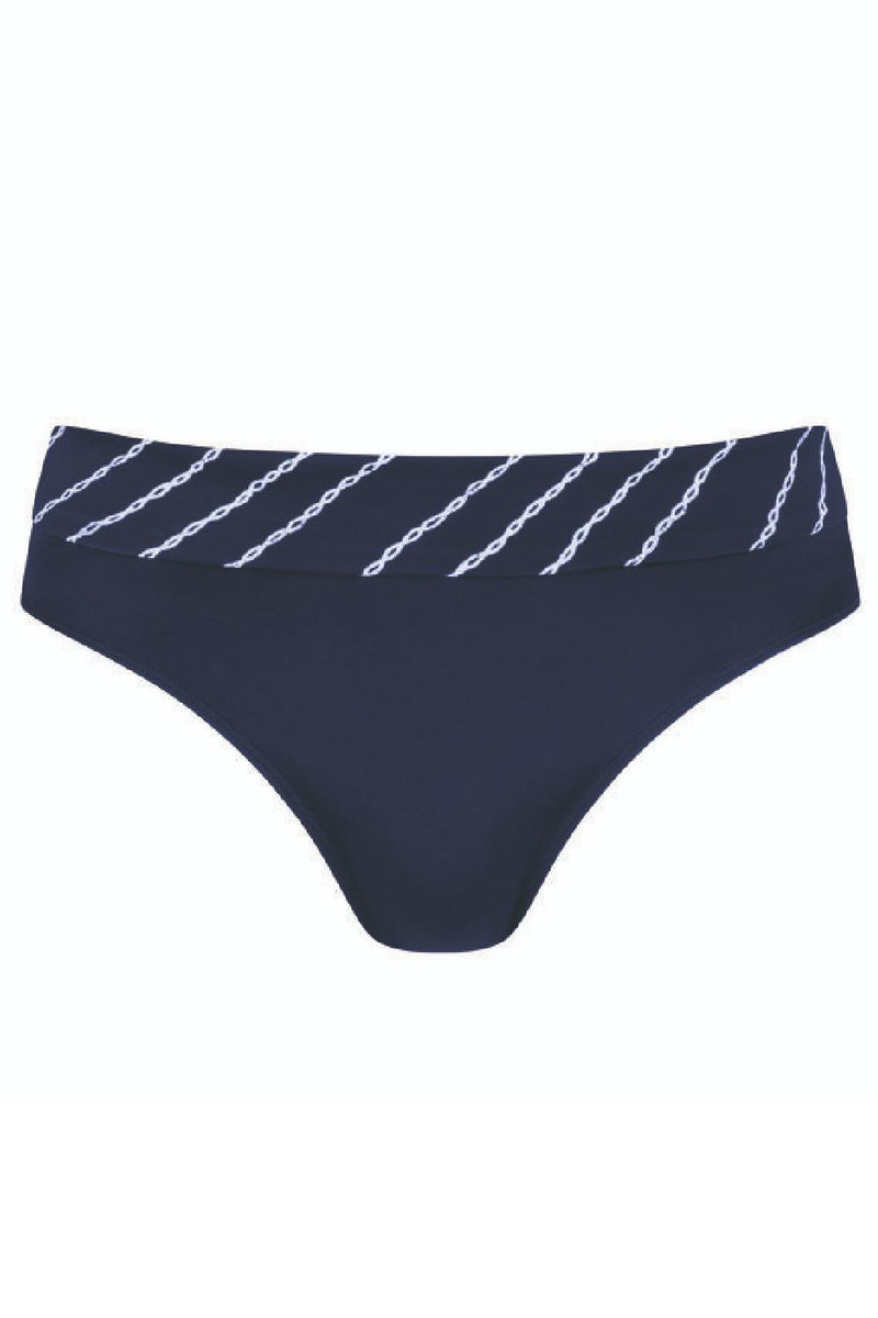 Amoena Timeless Chic High Waist Swim Brief, Navy/White (71540)