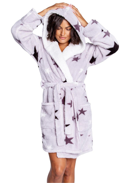 PJ Salvage Cozy Plush Robes Stars RECPR-LIGHT GREY