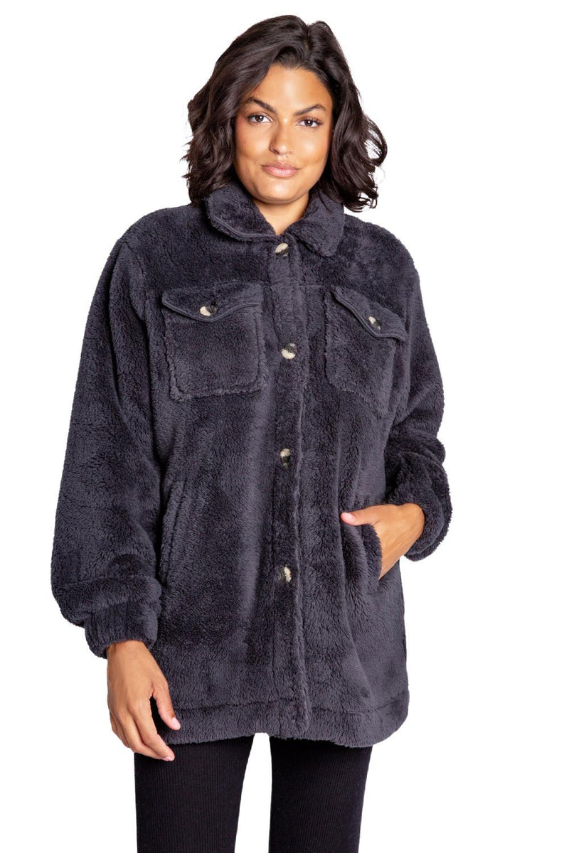 PJ Salvage Cozy Shacket RECSJ-CHARCOAL