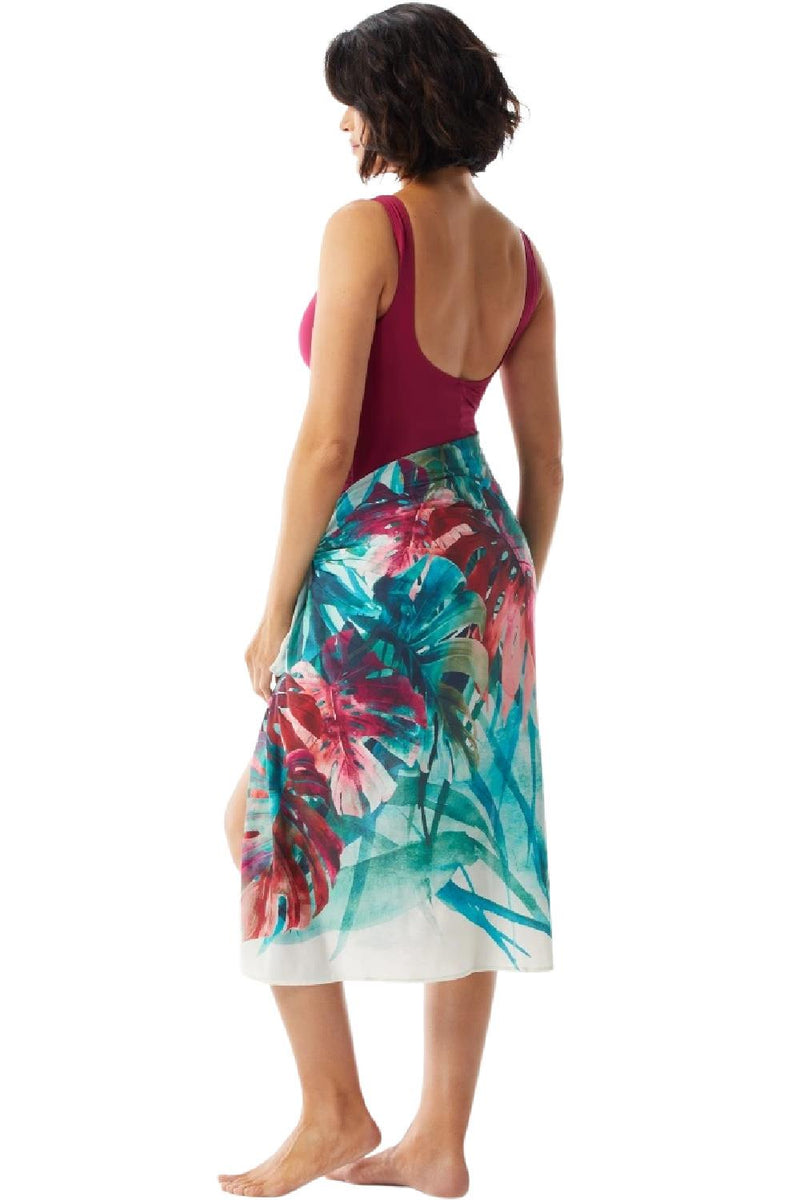Coco Contours Topaz Convertible Oversize Sarong T51509 Watercolor Leaf