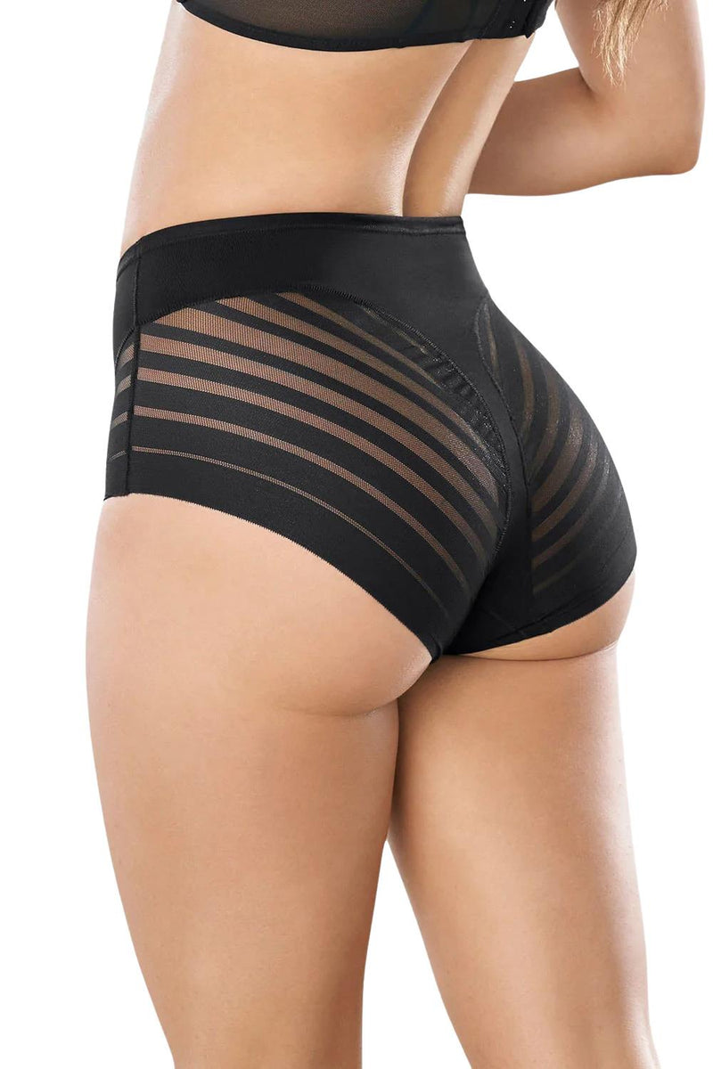 Leonisa Lace Stripe Undetectable Classic Shaper Panty 012903 Black