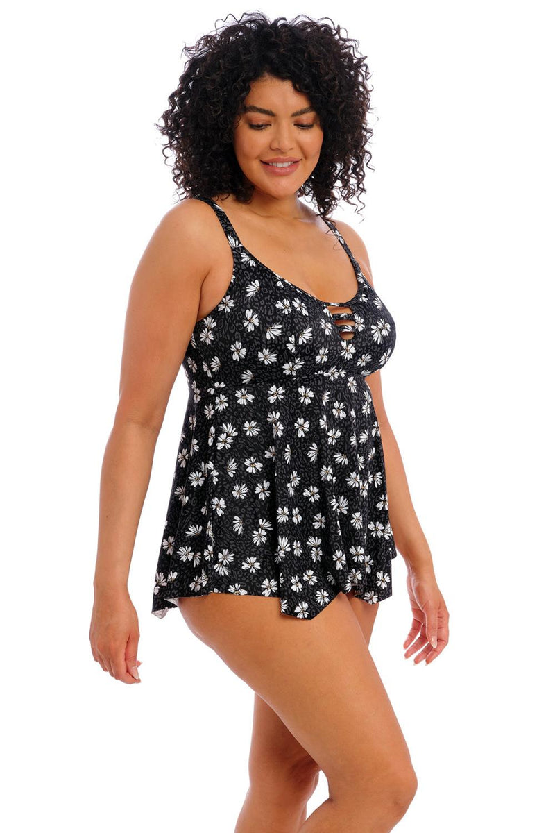 Elomi Plain Sailing Non Wired Moulded Tankini Top, Black Daisy (ES7271)