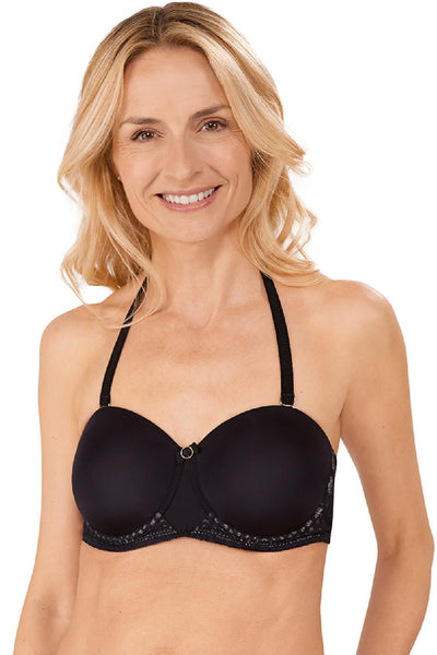 Amoena Pia Underwired Padded Strapless Bra, Black/Sand (44840)