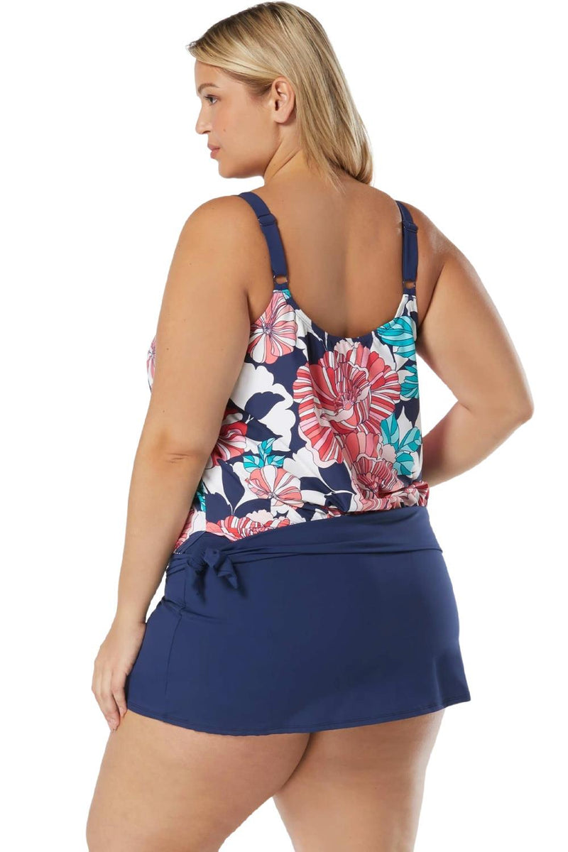 Beach House Deco Garden Plus Size Sarah Side Tie Blouson HW06012 Admiral