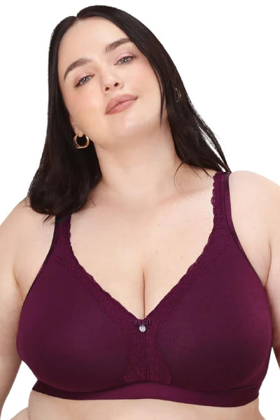 Curvy Couture Cotton Luxe Unlined Wire-Free Bra, Purple Velvet (1010)