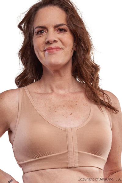 AnaOno Rora Mastectomy Front Closure Pocketed Bra, Sand (AO-018)