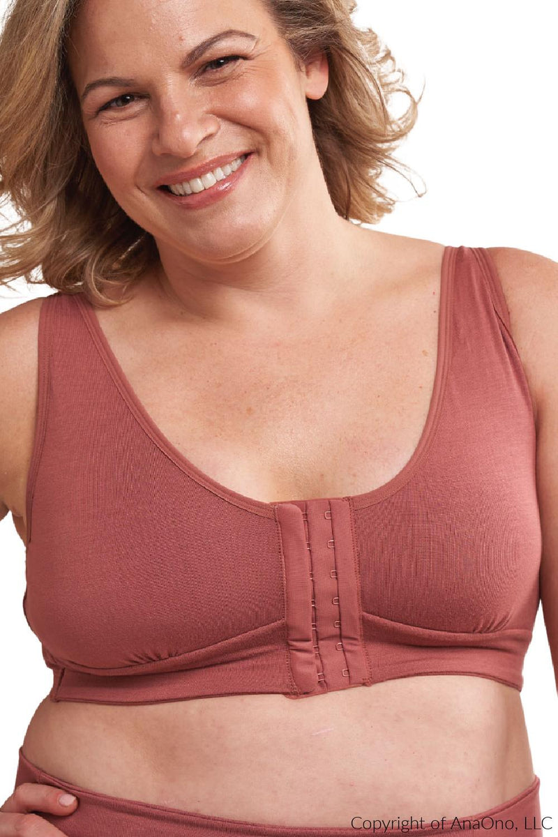 AnaOno Rora Mastectomy Front Closure Pocketed Bra, Dusty Rose (AO-018)