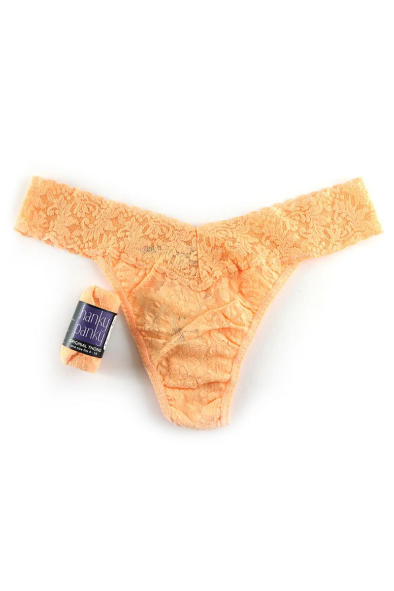 Hanky Panky Signature Lace Original Rise Rolled Thong, Apricot Crush (4811P)