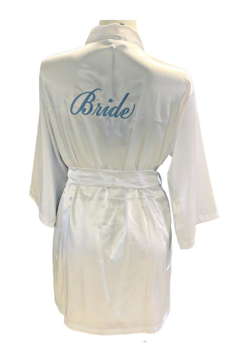 iCollection Bride Satin Robe, White 7847