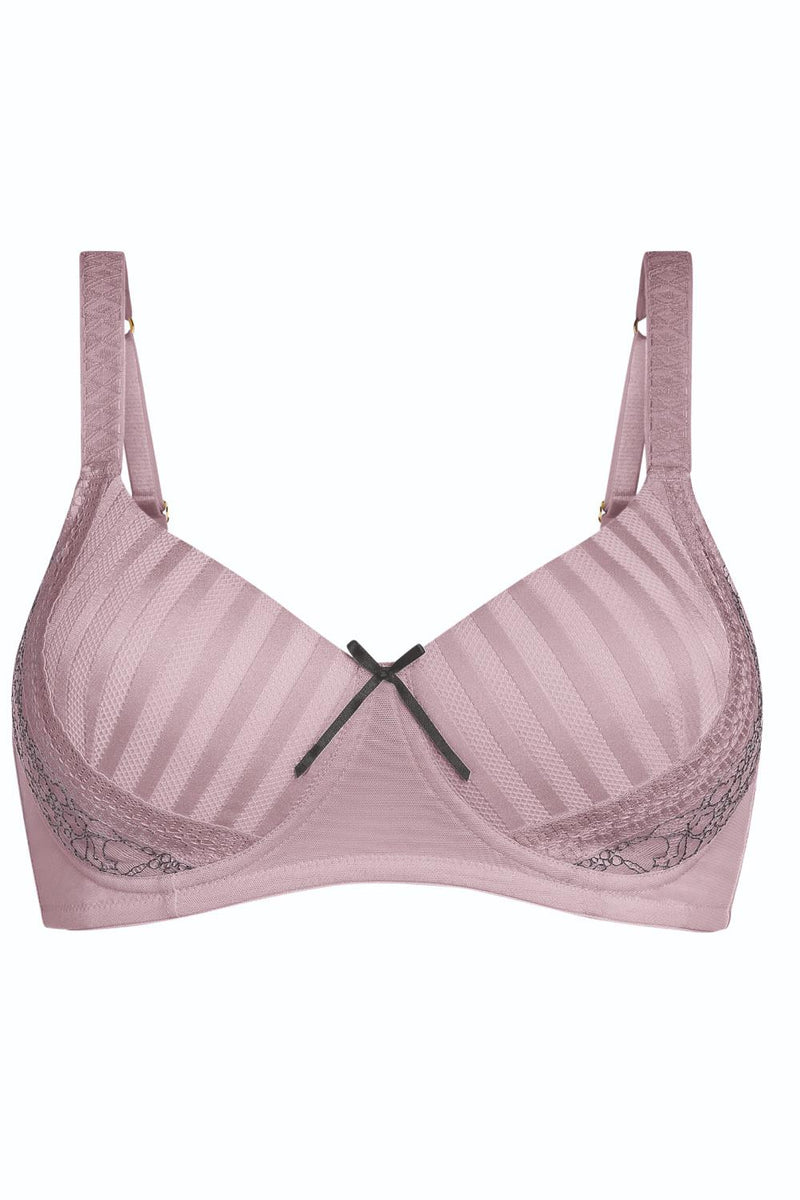 Amoena Evelina Padded Wireless Pocketed Bra, Mauve/Grey 44650