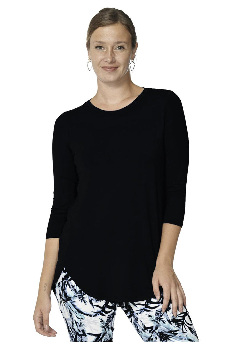 Arianne Marie ¾ Sleeve Top, Black (7299)