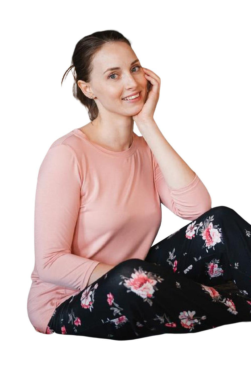 Arianne Marie ¾ Sleeve Top, Rose (7299)