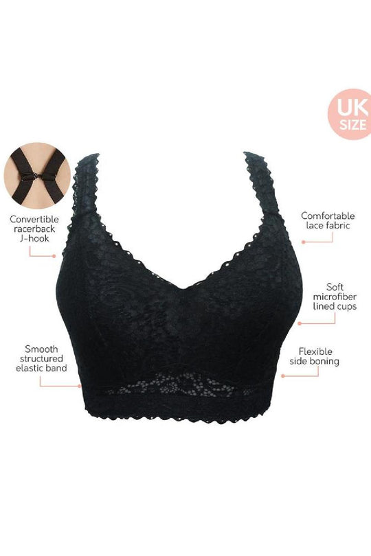 Parfait Adriana Wire Free Lace Bralette, Black (P5482)