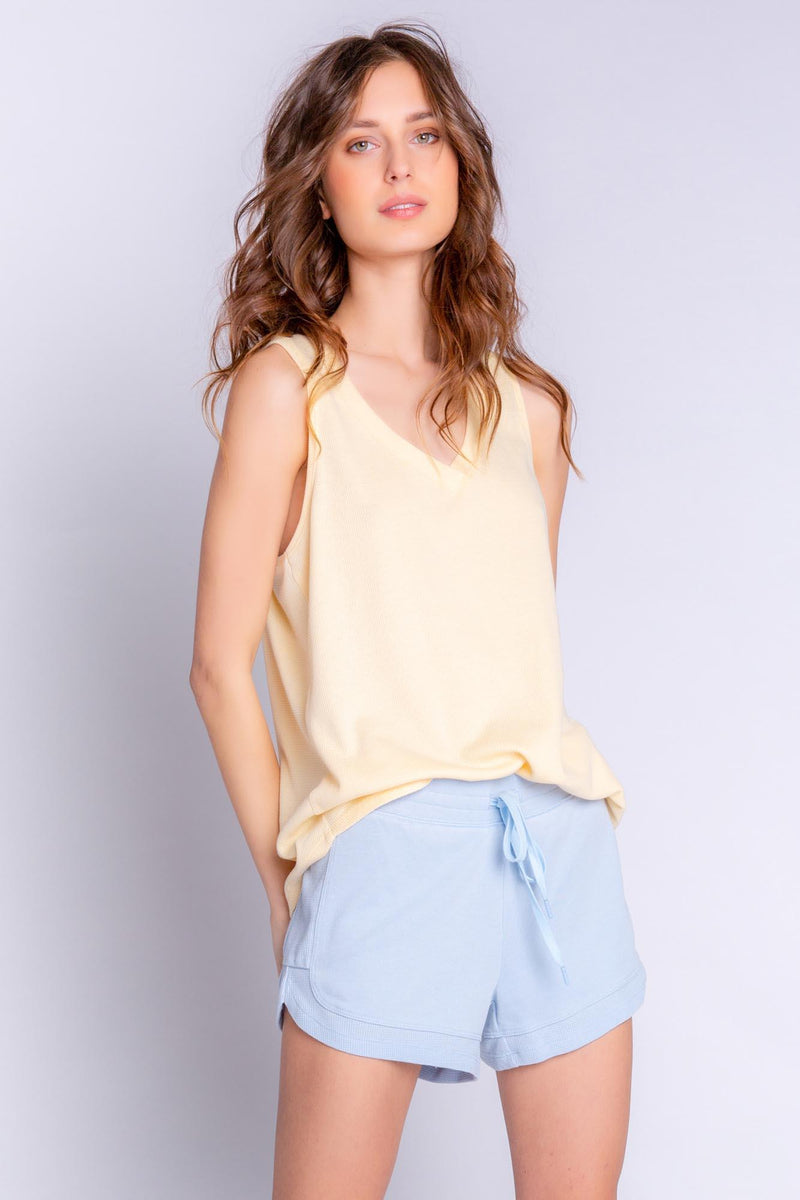 PJ Salvage V-neck Tank Top, Sunshine (RYELTK)