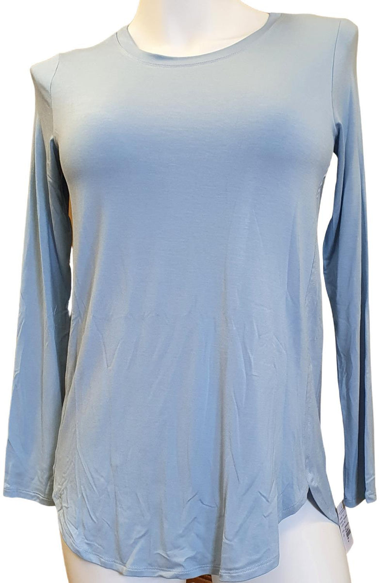 Marie Solid Round Neck Top 7453 Light Blue