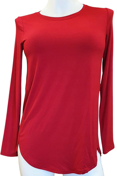Marie Solid Round Neck Top 7453 Persian Red