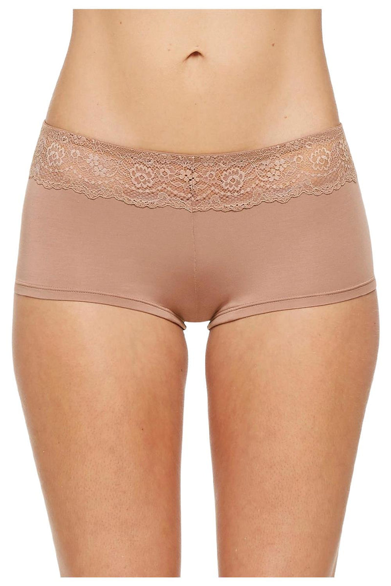 BodyBliss Breeze Collection Boyshort, Nutmeg (9407)