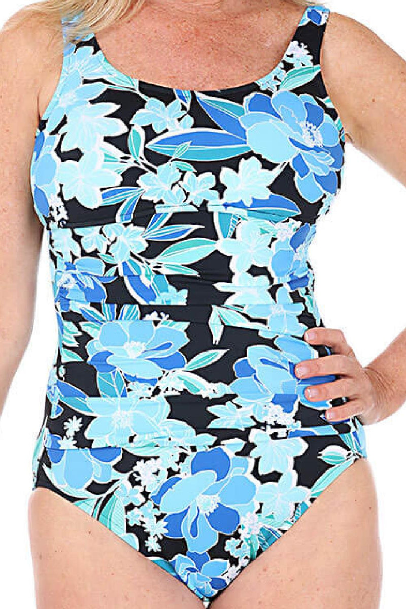Penbrooke Summer Blues Mastectomy Empire Mio Swimsuit, Black Multi 5552139M
