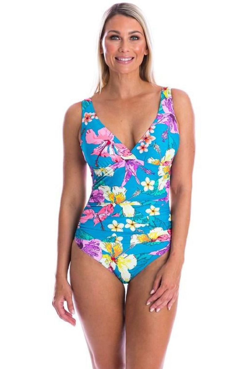 Togs ALOHA V-Neck UW Swimsuit, Blue Multi 21P2441