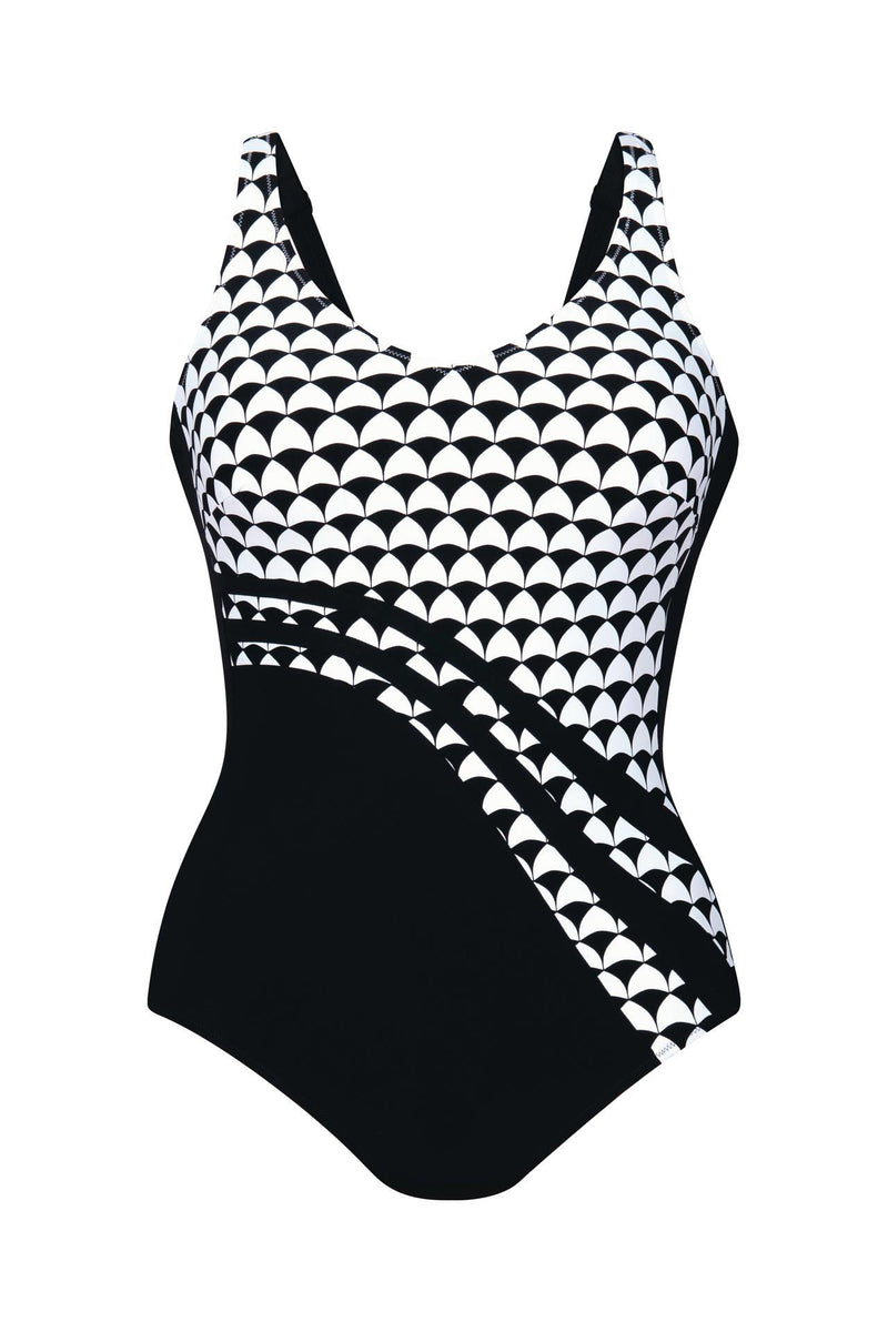 Anita DIRBAN Mastectomy Swimsuit, Black-White (M26312)