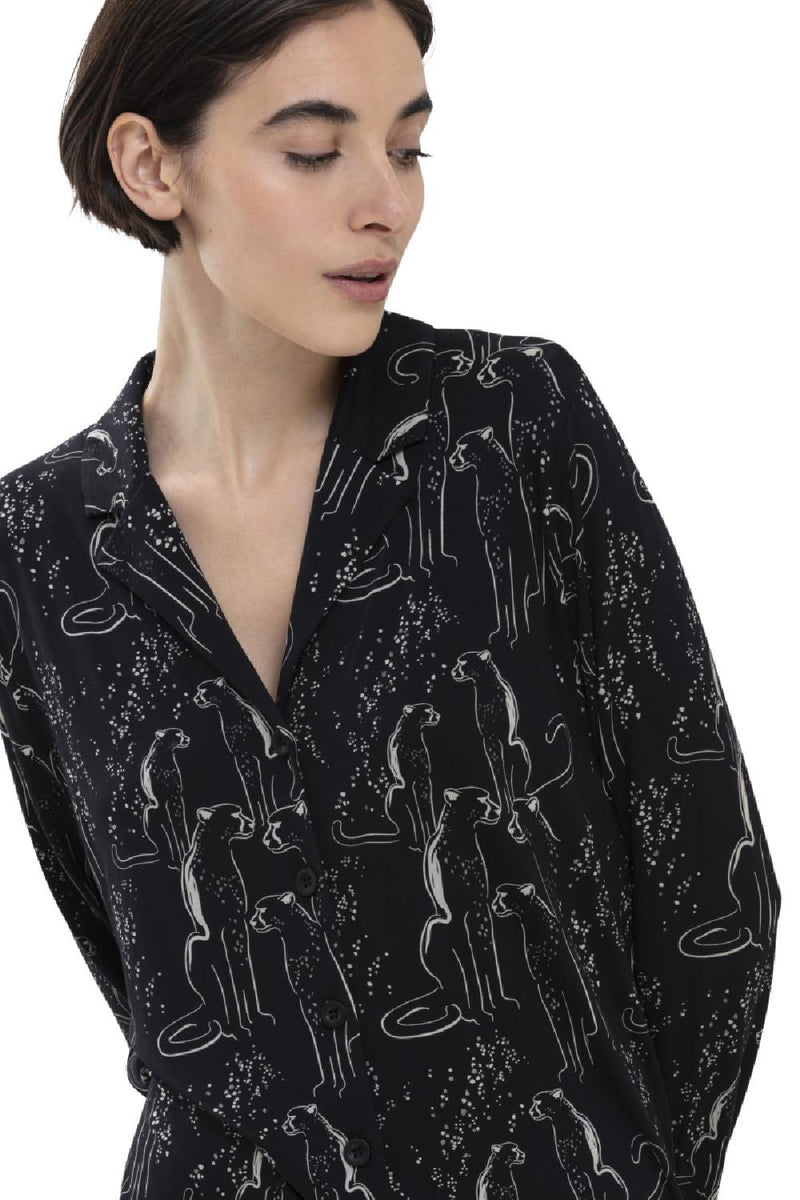 Mey Lovestory Mayline PJ Shirt, Black Print 16225