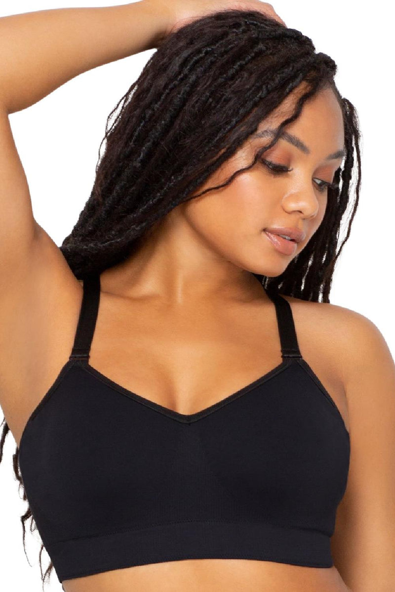 Curvy Couture Smooth Seamless Comfort Wireless Bra, Black Hue (1331)