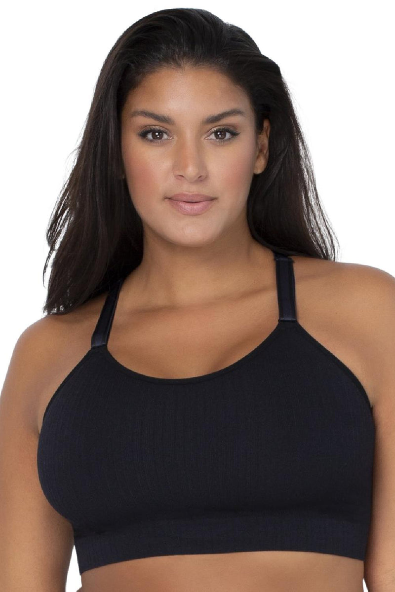 Curvy Couture Smooth Seamless Comfort Wireless Longline Bra, Black Hue (1332)