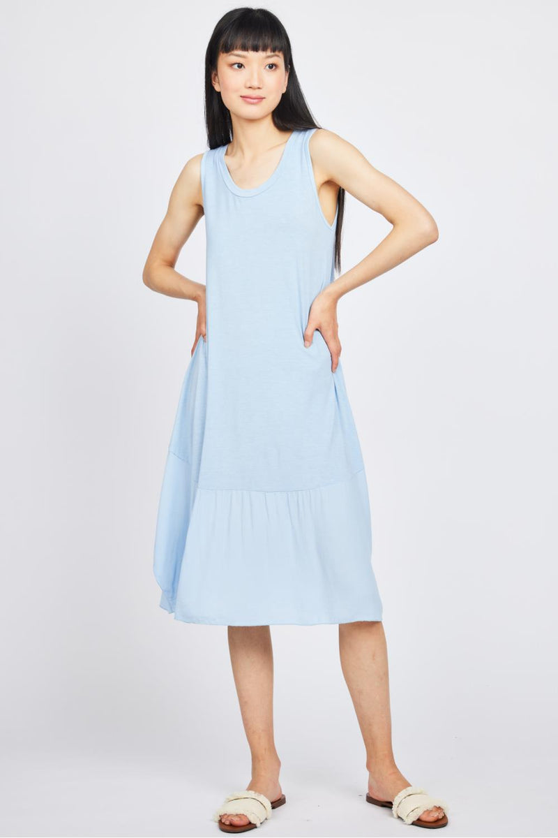 Pistache Crepe Bottom Dress C0871 - Sky Blue