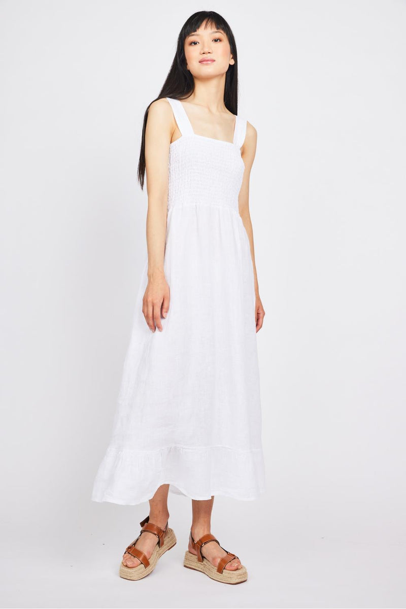 Pistache Bunched Top Dress, White (NR2890)