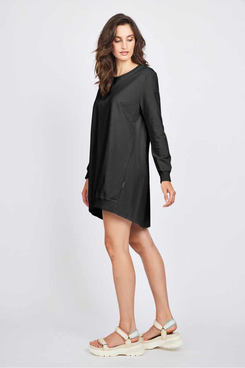 Pistache Crepe Back Dress, Black (R1306)