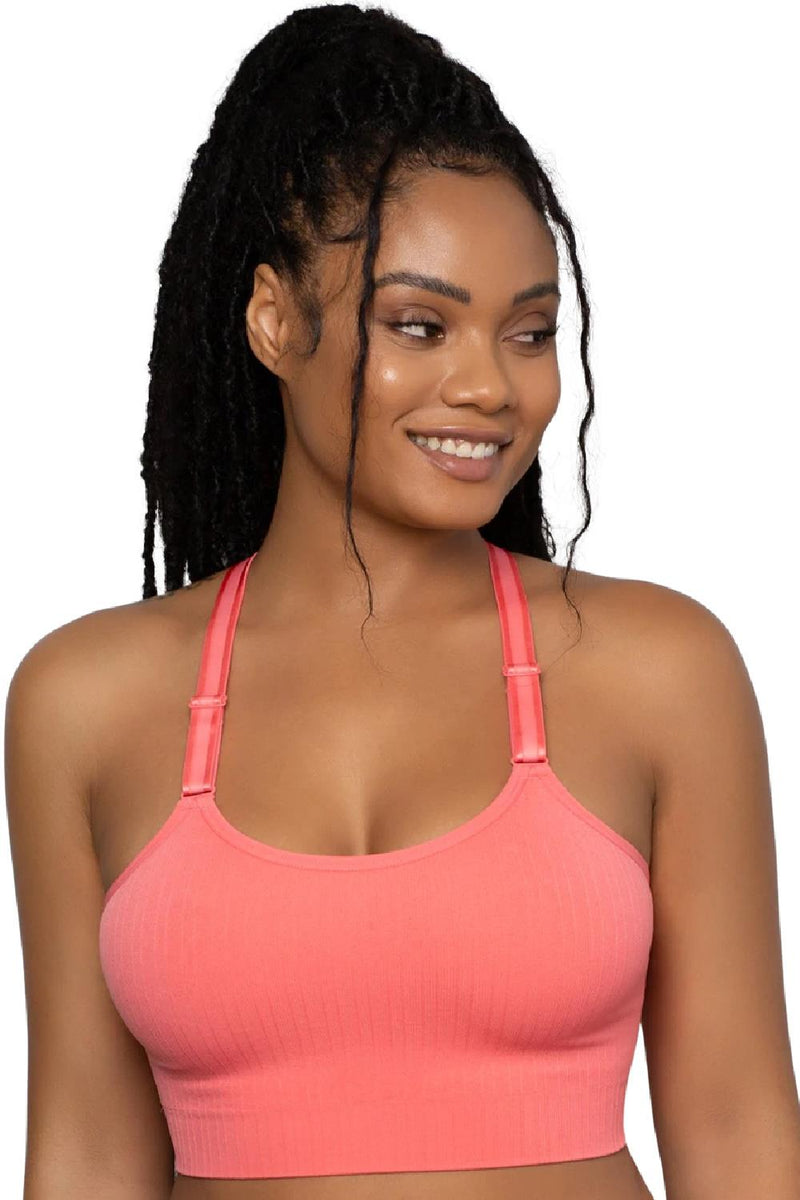 Curvy Couture Smooth Seamless Comfort Wireless Longline Bra, Coral (1332)