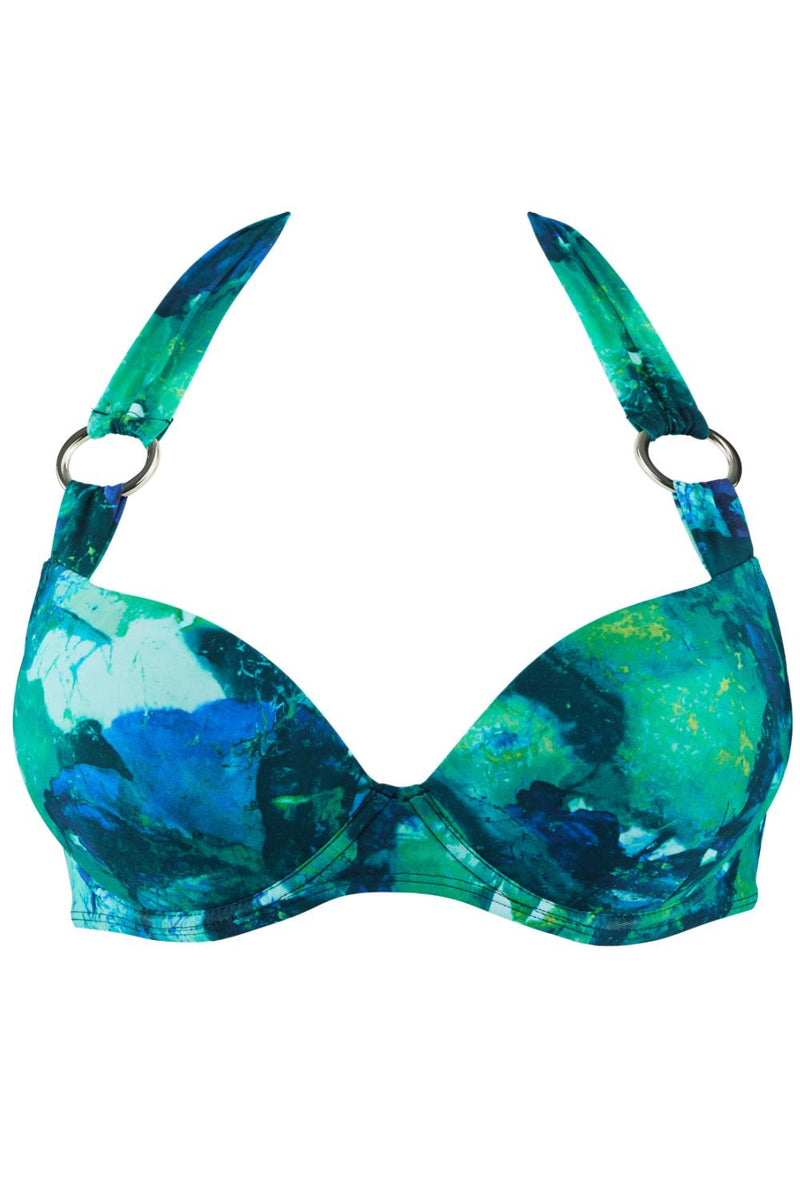 Aubade Deep Green Sea Push-up Bikini Top, Peinture (IY08)