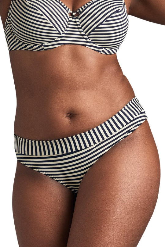 Marlies Dekkers Holi Vintage Fold Over Swim Bottom, Blue Ecru (18194)