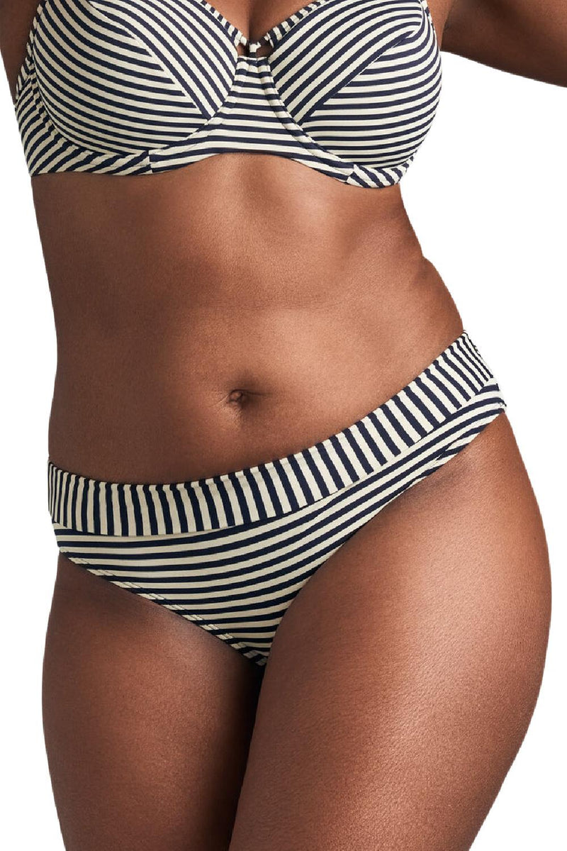 Marlies Dekkers Holi Vintage Fold Over Swim Bottom, Blue Ecru (18194)