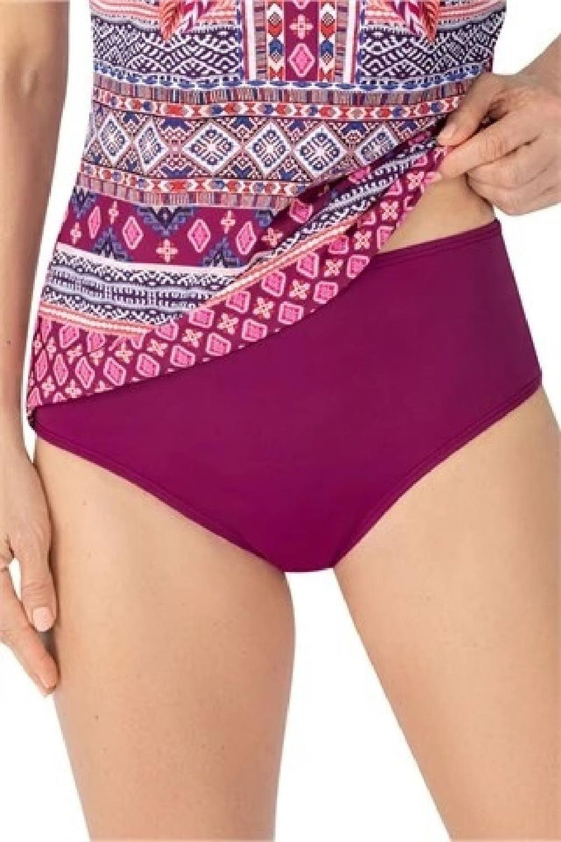 Amoena Boho Vibes High-Waist Swim Brief, Berry Sorbet (71562)