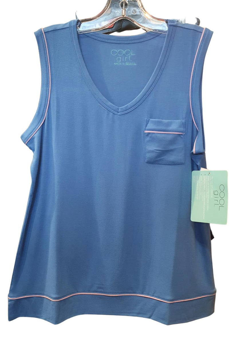 Cool Girl Key Biscayne Sleep Tank Top, Blue (C221102)