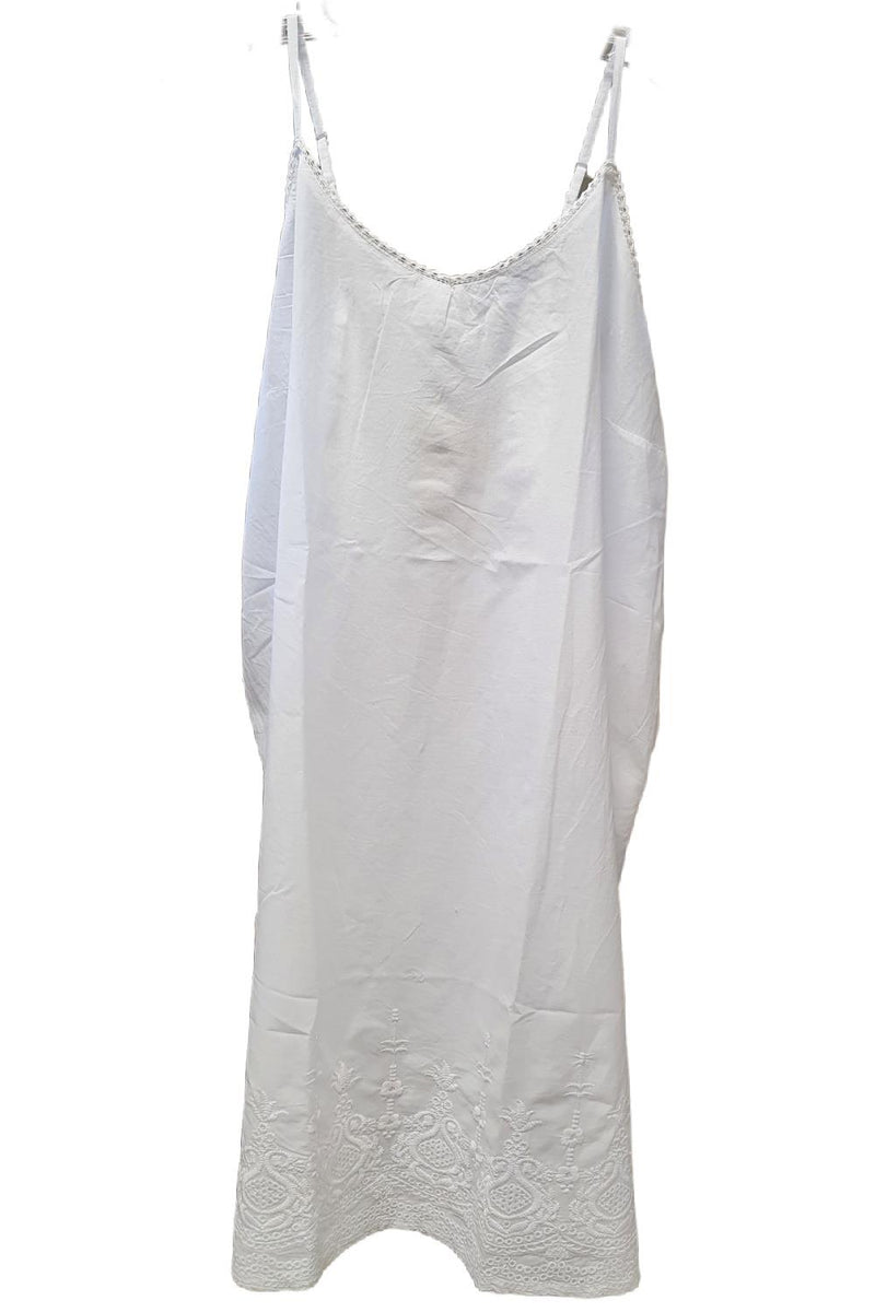 Baba Imports Embroided Nighty, White (ND-120)
