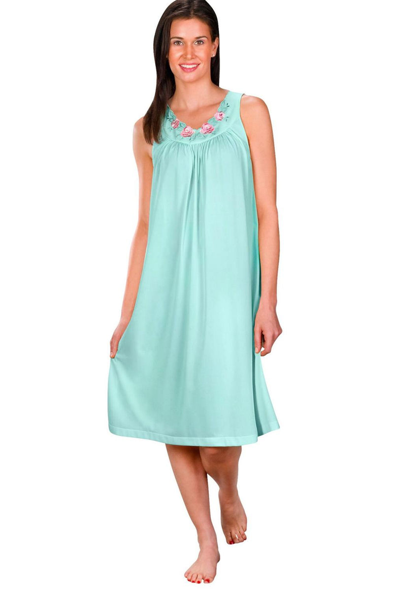 Shadowline Petals Short Sleeveless Nightgown, Seafoam (37280)