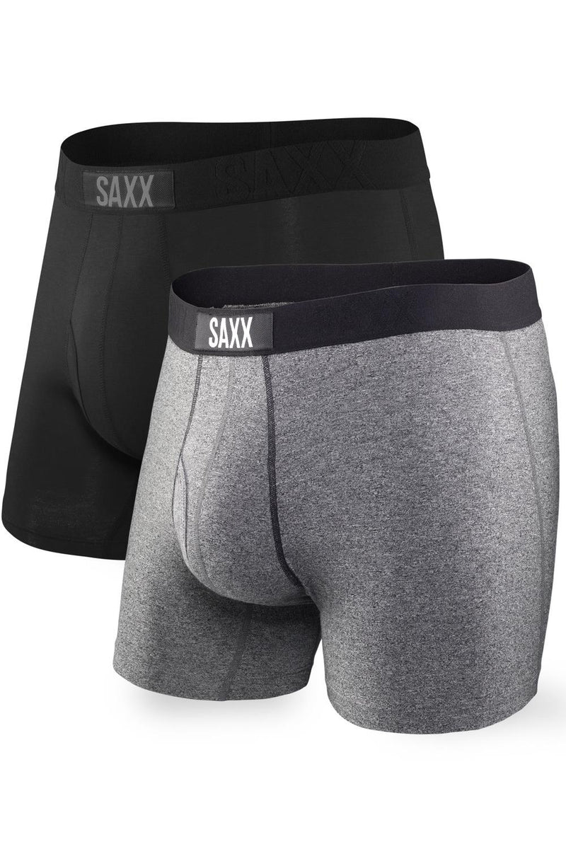 SAXX Ultra Boxer Briefs 2 Pack SXPP2U-BSP (Black/Grey)